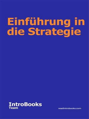 cover image of Einführung in die Strategie